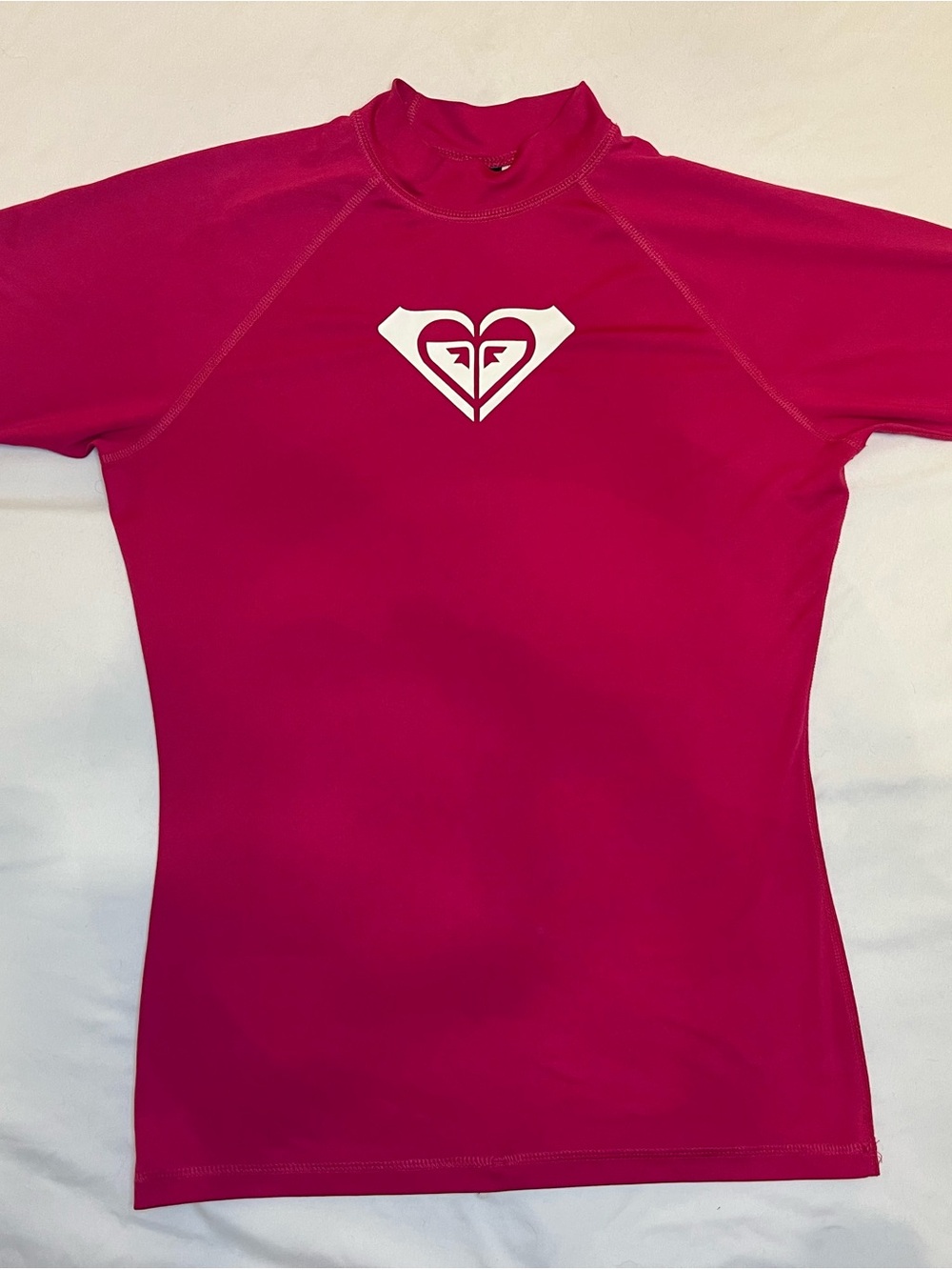 Roxy Women’s Magenta/Red Short Sleeve Swim Rash Guard with Logo